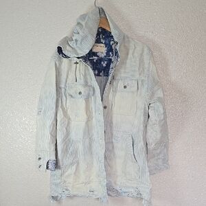 Free People Okinowa Striped Hooded Jacket with Floral Lining